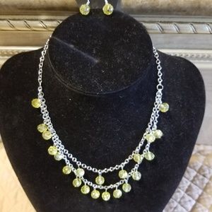Beautiful yellow and silver necklace with earrings